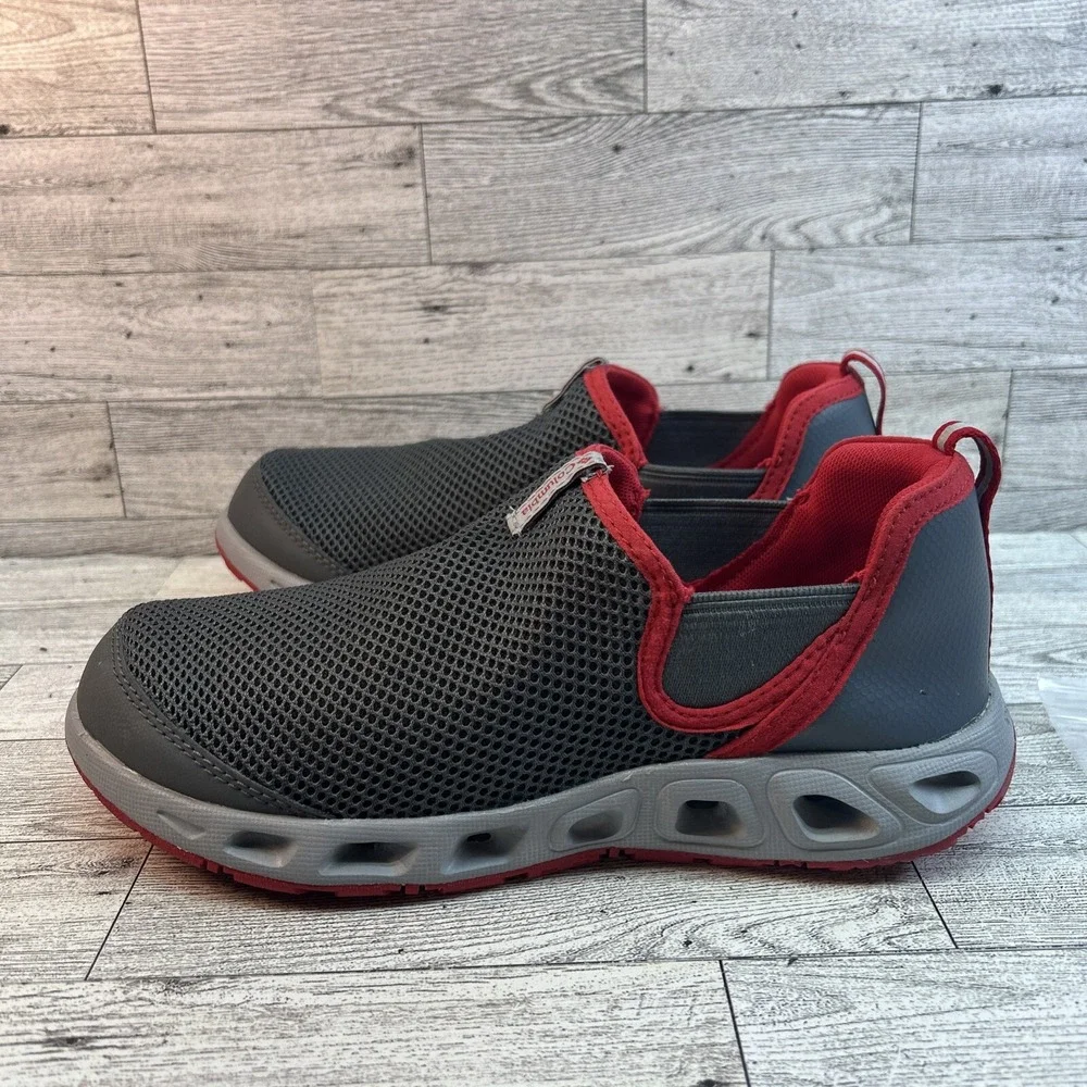 Columbia Gray Red Unisex Big Kid Slip On‎ Moccaswim Water Techlite Shoe Size 5